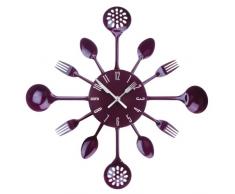 Premier Housewares Cutlery Lila Besteck Metall Wanduhr, 4x33x33