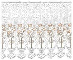 Plauener Spitze by Modespitze, Store Bistro Gardine Scheibengardine mit Stangendurchzug, hochwertige Stickerei, Höhe 50 cm, Breite 112 cm, Creme/Beige/Lachs