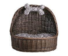 e-wicker24 Hundekorb/Katzenkorb aus Weide, Korb, Dunkelbraun, 60 x 46 x 48 cm
