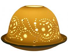 Himmlische Düfte Geschenkartikel GmbH Mond Windlicht, Porzellan, Weiss, 12x12x8 cm