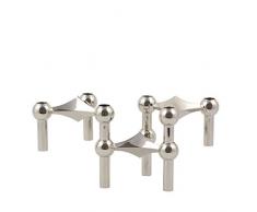 Stoff Nagel Kerzenhalter, Metall, Silber, 6,5 x 10,2 cm