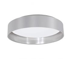 EGLO LED Deckenlampe Maserlo, 1 flammige Textil Deckenleuchte, Material: Stahl, Stoff, Kunststoff, Farbe: Grau, silber, weiÃ, Ã: 40,5 cm