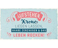 Grafik Werkstatt Wand Vintage-Art |Aufstehen…. | Retro | Nostalgic | Pappschild mit Kordel| Deko-Schild Cardboard, Pappe, bunt, 22 x 12 cm