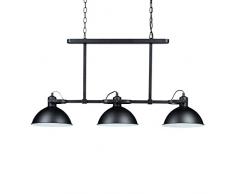 Relaxdays Pendelleuchte aus mattem Metall H x B x T: ca. 94 x 94 x 23 cm Hängelampe 3-flammig mit neigbaren Lampenschirmen fürs Esszimmer moderne große Deckenleuchte im Industrial-Stil Lampe, schwarz