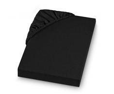 SETEX Feinbiber Spannbettlaken, 160 x 200 cm, 100 % Baumwolle, Schwarz, 1210160200407039