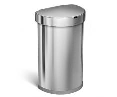Simplehuman - halbrunder Sensorabfalleimer - Mülleimer mit Beutelfach - 45 Liter - gebürsteter Edelstahl