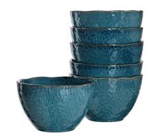 Leonardo Schale Matera 6-er Set, 15,3 cm, 6 Keramik Schalen, spülmaschinengeeignet, mit Glasur blau, 018545