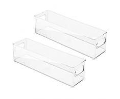 InterDesign 70430M2EU Aufbewahrungsboxen für Kühlschrank Gefrierschrank Küche, 2 Stück, 10,16 x 10,16 x 36,83 cm, Durchsichtig, Plastik, Clear