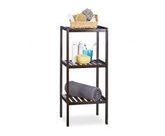 Relaxdays, 3 Ablageflächen, Holzregal, Standregal, Bambusregal, Küchenregal, HBT 80 x 34, 5 x 33cm, braun Bambus Badregal, Dunkelbraun, 1 x Ablagen