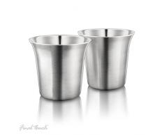 Final Touch Espressotassen, doppelwandig, Edelstahl, 2 Stück