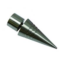 GARDINIA Endknöpfe für Gardinenstangen, 2 x Endstück Spitze, Serie Chicago, Metall, Edelstahl-Optik, Durchmesser 20 mm