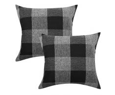 Lewondr Karierte Kissenbezug, 2 Stück Atmungsaktive Wurf Kissenhülle Kissenbezüge aus Leinen Faltenfreie Dekorative Wurfkissen für Dekokissen 45X45 cm - Beige