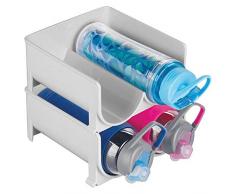 mDesign 2er-Set modernes Weinflaschenregal – stapelbares Flaschenregal für Wasserflaschen und Trinkflaschen – stilvoller Weinflaschenhalter für die Küche und Vorratskammer – hellgrau