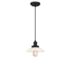 Westinghouse Lighting Einflammige Pendelleuchte, Ausführung geölte Bronze mit weißem Opalglas, Glas, 1 W, 23 x 23 x 145 cm