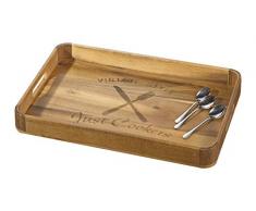 Esmeyer Seattle aus Akazienholz lackiert, mit Laserprint. Tablett, Holz, braun, 24.7 x 30.5 x 5.1 cm