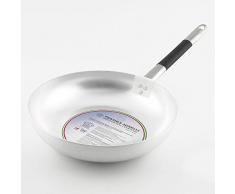 Pentole Agnelli Pfanne Senkkopf Hohe Springseil aus Aluminium, Dicke 3 mm, mit Griff aus Edelstahl Cool, Silber Klassisch 32 cm Silber/schwarz