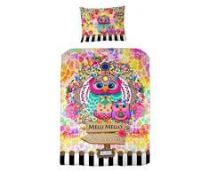Melli Mello farbigen Kinderbettwäsche Marizza mit Eulen und Blumen, 200 x 135 x 0,5 cm, mehrfarbig