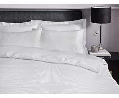 Catherine Lansfield Hochwertiges, gestreiftes Satin-Bettlaken, weiß, Laken Doppelbett