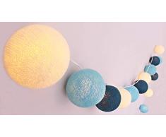 CREATIVECOTTON LED Lichterkette mit Cotton Balls inkl. Timer und Dimmer (Ocean, 20 Kugeln)