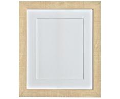 FRAMES BY POST 9 x 7 cm tief, Körnung Bilderrahmen, mit weißem Passepartout, für 7 x 13 cm Bildgröße, Hellbraun