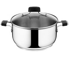 Lagostina Tempra Schmortopf, Stahl, Zwei Griffe, 18 cm, mit Deckel