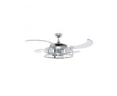 FANAWAY Classic Deckenventilator und LED-Deckenleuchte, 3x E27, 60 W, Chrom, 122 cm Durchmesser, eingeklappt 48 cm