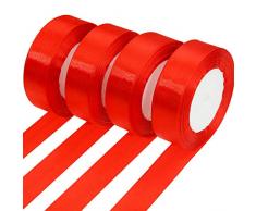 100 Yards Satin Band Weihnachtsgeschenk Geschenkband für DIY Geschenke (Rot 25 mm)