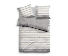 TOM TAILOR 0849914 Melange-Flanell Bettwäsche Garnitur mit Kopfkissenbezug (Baumwolle (60% recycelt)) 1x 155x220 cm + 1x 80x80 cm, grau