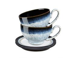 Denby 199048701 Teetasse und Untertasse aus Steingut, Schwarz und Weiß