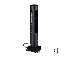 Relaxdays Säulenventilator mit USB, 2 Geschwindigkeitsstufen, Mini Tischventilator für Büro und Schreibtisch, schwarz