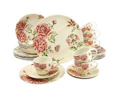 Creatable, 19715, Serie Laura, 30 TLG Kombiservice, STEINGUT, Mehrfarbig, 40 x 32.5 x 32.5 cm, Einheiten