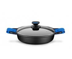 Monix Schmorkasserolle, geeignet für alle Herdarten und Induktion, Aluminium, schwarz/blau, 28. cm