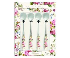 Easy Life 4 Teelöffel Set, Porzellan, Mehrfarbig, 20.5 x 16 x 2 cm