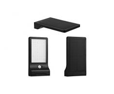 LED LOVERS LED Wandleuchte Solar mit Bewegungssensor für Aussen, Automatische Aussenleuchte Schwarz mit Bewegungssensor, wasserfest, Reichweite von 3 m