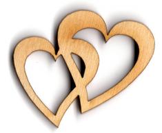 Petras Bastel-News A-HED57325 Streudeko; 25 x Doppelherz 30 mm aus Holz