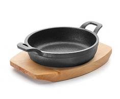 LACOR Pfanne M/Holzbehaelter Magma Durchmesser, Gusseisen, Schwarz, 15 cm