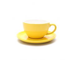 Coffeezone Latte Art Tasse und Untertasse, 3 Kapazitäten für Latte & Cappuccino & Double Espresso, New Bone China Mate for Coffee Shop & Barista 8.5 oz Matte Yellow