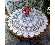 Damanni Tischdecke, Baumwolle, handgefertigt, gehäkelt, Spitze, Tischauflage, rund, 88,9-137,2 cm Garten 35 Inch weiß