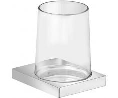 KEUCO Zahnputzbecher-Halter hochglanz-verchromt und Kristallglas klar, Glas mit Halter für Badezimmer, Zahnbürstenhalter, Wandmontage, Edition 11