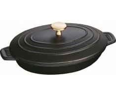 Staub 40509-582-0 Auflaufform, oval 23 x 17 cm, 1 L mit mattschwarzer Emaillierung im Inneren der Auflaufform, schwarz