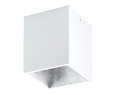 EGLO LED Deckenleuchte Polasso, 1 flammige Deckenlampe, Material: Aluminium, Kunststoff, Farbe: Weiß, silber, L: 10x10 cm
