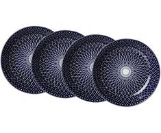 Ritzenhoff & Breker Suppenteller-Set Royal Reiko, 4-teilig, 20,5 cm Durchmesser, Porzellangeschirr, Blau-Weiß
