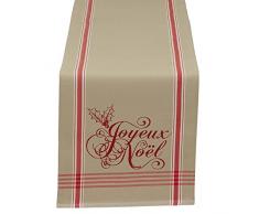 DII Vintage Christmas Collection Tischläufer, Baumwolle, Joyeux Noel, 14x72