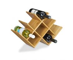 Relaxdays Weinregal aus hochwertigem Bambus H x B x T: 31,5 x 47 x 16,5 cm Flaschenhalter für bis zu 8 Flaschen Flaschenregal Holz Weinflaschenhalter, dekorativ