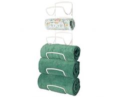 mDesign praktischer Handtuchhalter aus Metall – rostfreier Handtuchständer fürs Badezimmer mit 6 Fächern – platzsparendes Badzubehör zur Wandmontage – cremefarben