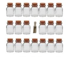 Viva Haushaltswaren - 20 x Gewürzglas 150 ml, Glasdose mit Korkverschluss als Gewürzdose & Vorratsdose für Gewürze, Salz etc. verwendbar (inkl. kleiner Holzschaufel 7,5 cm)
