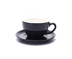 Coffeezone Latte Art Tasse und Untertasse, 3 Kapazitäten für Latte & Cappuccino & Double Espresso, New Bone China Mate for Coffee Shop & Barista 8.5 oz Matte Black