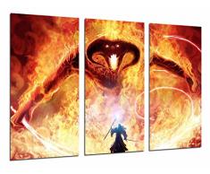 Kunstdruck mit Rahmen, Motiv Gandalf Kampf gegen Dämon des Feuers, Gesamtgröße: 96,5 x 61 cm, gerahmt und aufhängfertig, Ref. 26598