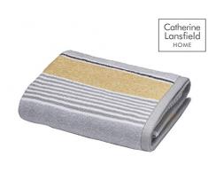 Catherine Lansfield Textured Stripe Handtuch, Baumwolle, Ocker, W50cm x L85cm