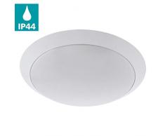 EGLO LED Außen-Deckenlampe Pilone, 1 flammige Außenleuchte für Wand und Decke, Deckenleuchte aus Stahl und Kunststoff, Farbe: Weiß, IP44